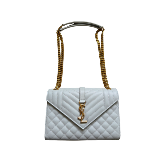 YSL White Triquilt Envelope Bag