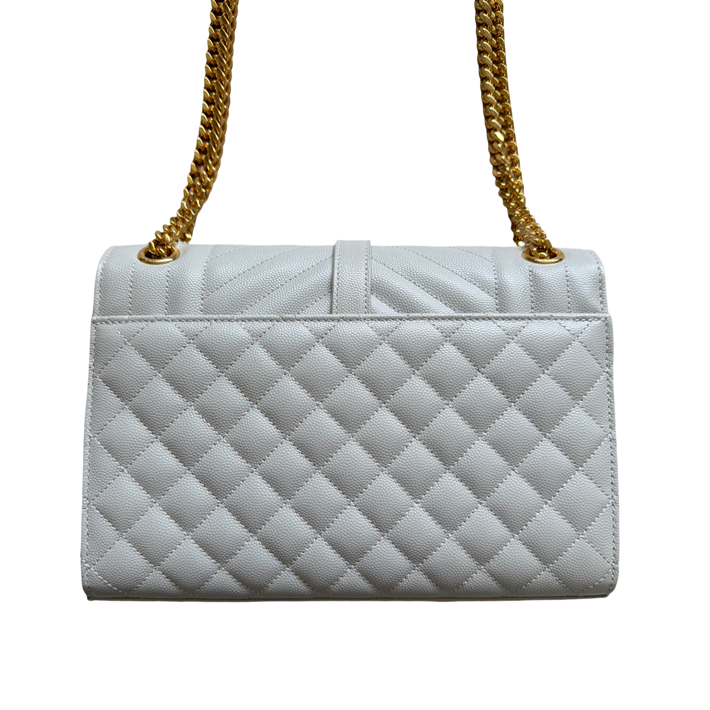YSL White Triquilt Envelope Bag