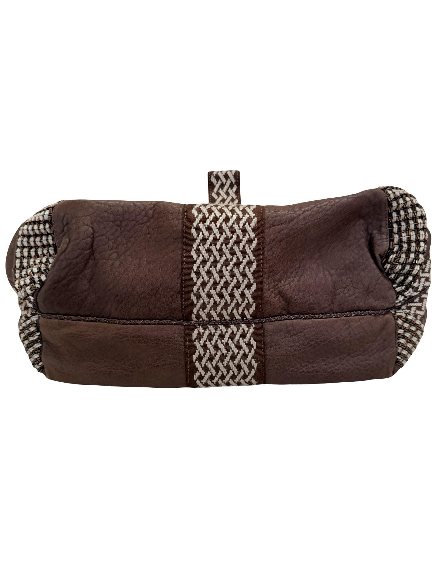 Fendi Nappa Embroidered Spy Cognac Avorio
