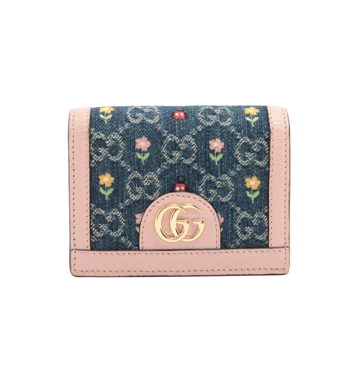 Gucci Limited Edition Denim /Embroidered Flower Wallet